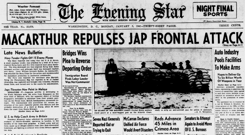 World War II Chronicle: January 5, 1942