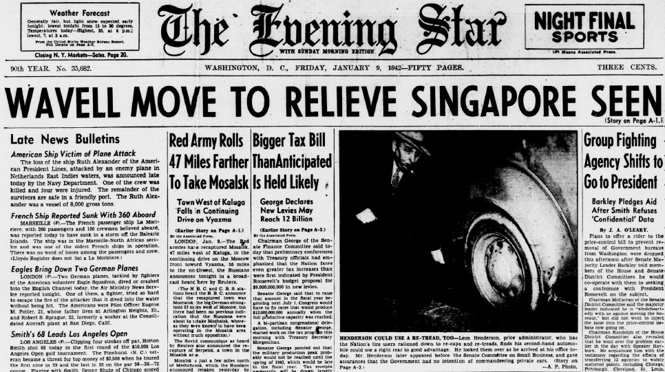 World War II Chronicle: January 9, 1942