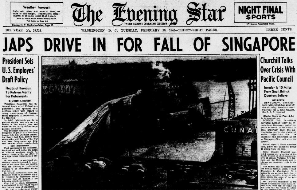 World War II Chronicle: February 10, 1942