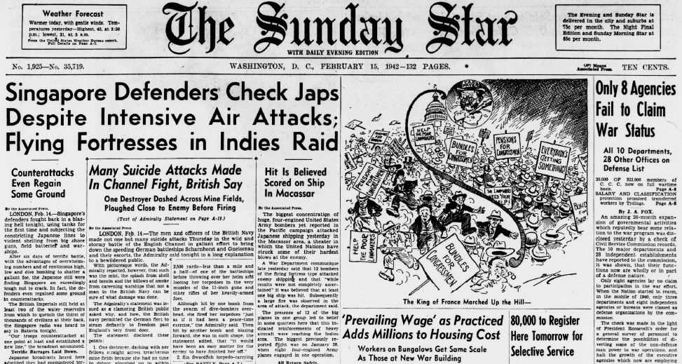 World War II Chronicle: February 15, 1942