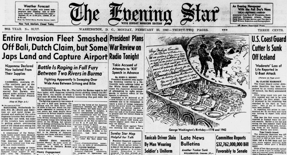 World War II Chronicle: February 23, 1942