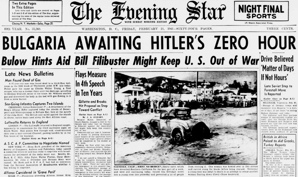 World War II Chronicle: February 21, 1941