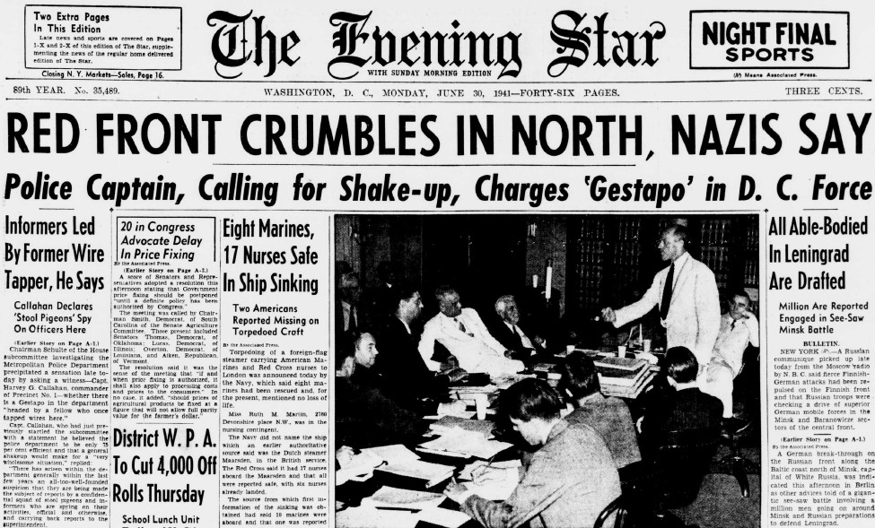 World War II Chronicle: June 30, 1941