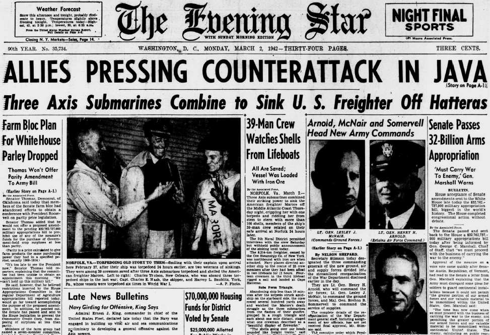 World War II Chronicle: March 2, 1942