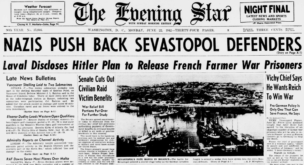 World War II Chronicle: June 22, 1942