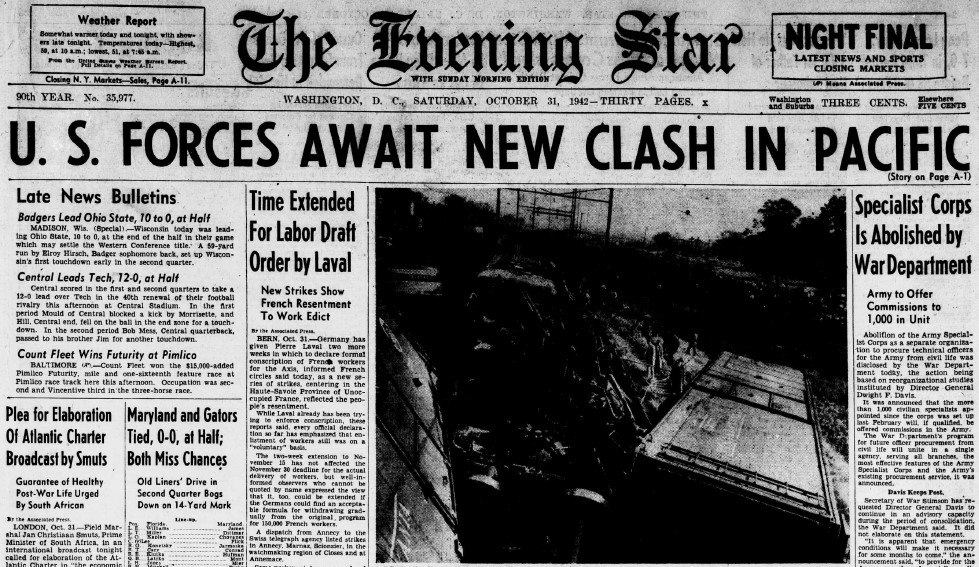 World War II Chronicle: October 31, 1942