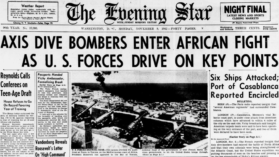 World War II Chronicle: November 9, 1942